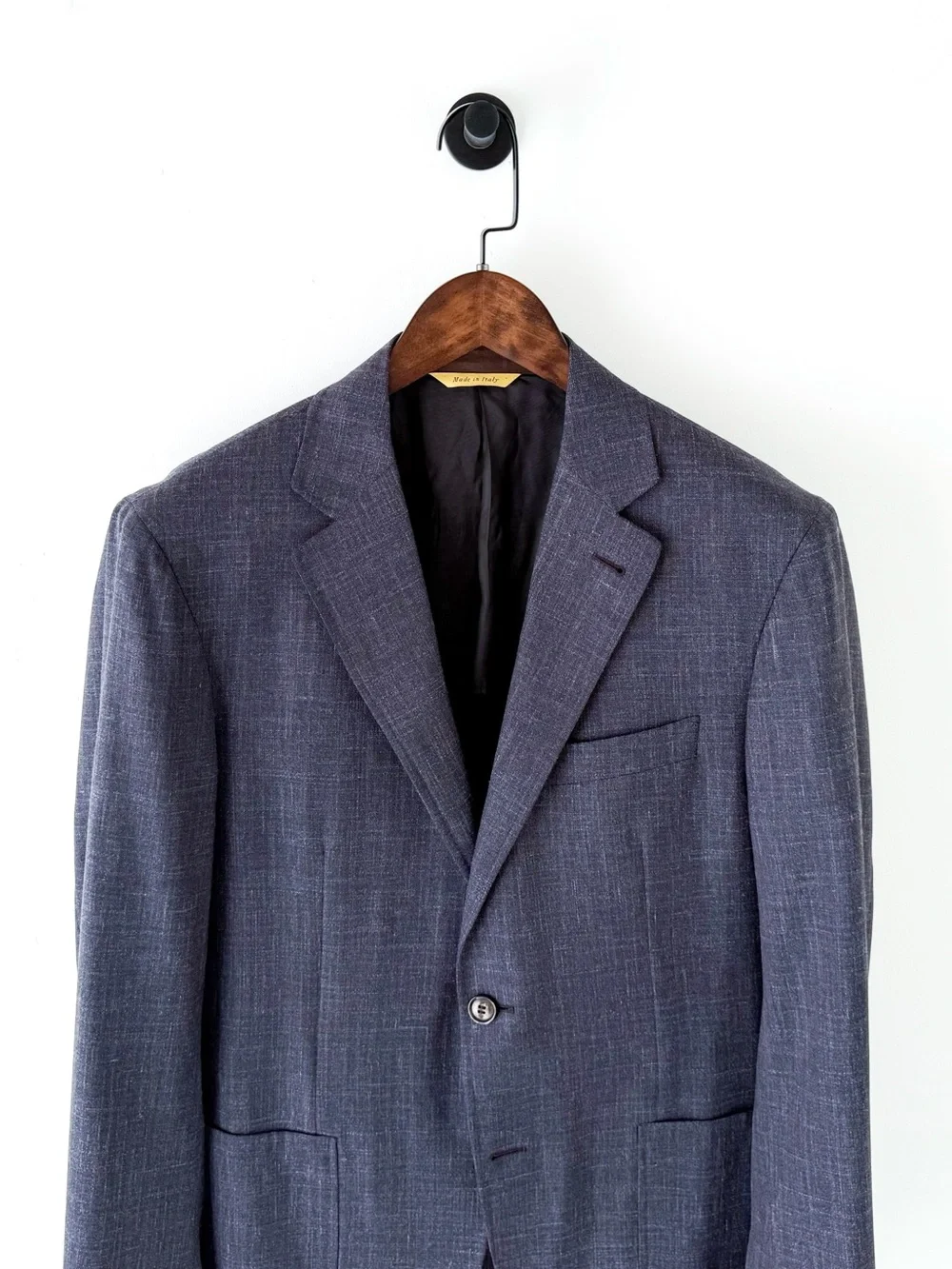 Canali Kei Dark Navy Blue Wool Silk Linen Textured Sport Coat Blazer Men's 42R